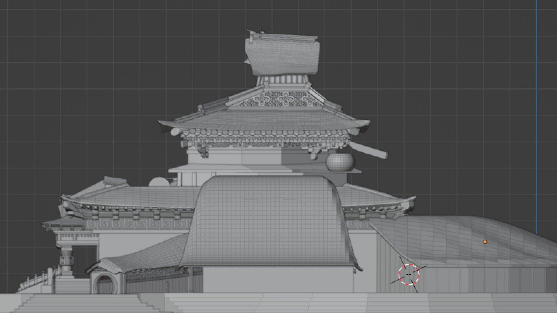 东方建筑 3D线框正面