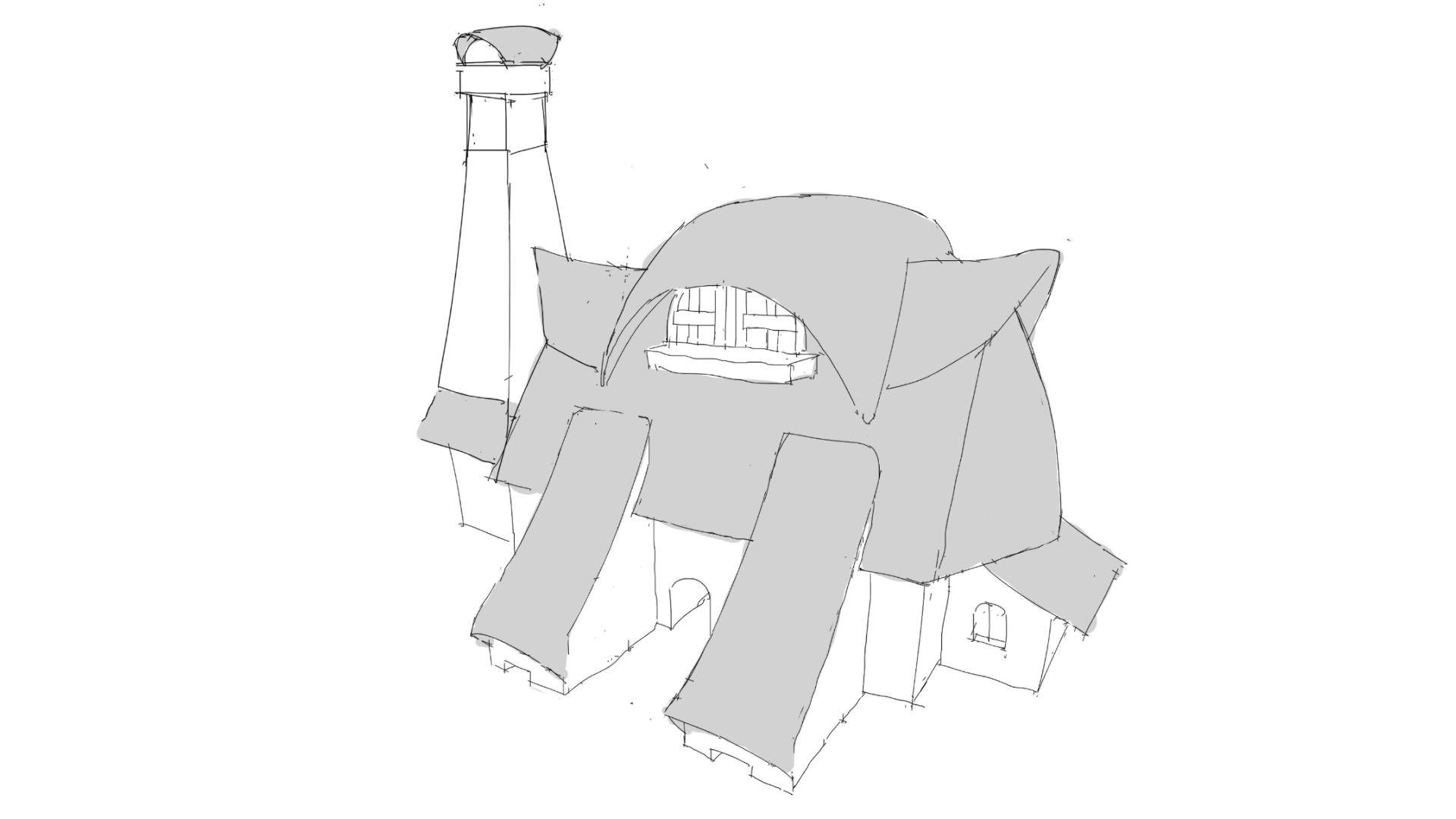 蜗牛形建筑草图