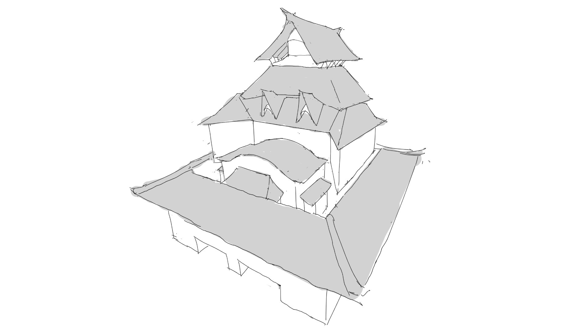 神庙建筑草图